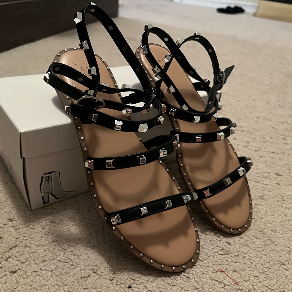 Black Studded Sandals